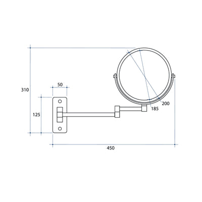THERMOGROUP ABLAZE ROUND 1&8X MAGNIFICATION MIRROR CHROME 185MM