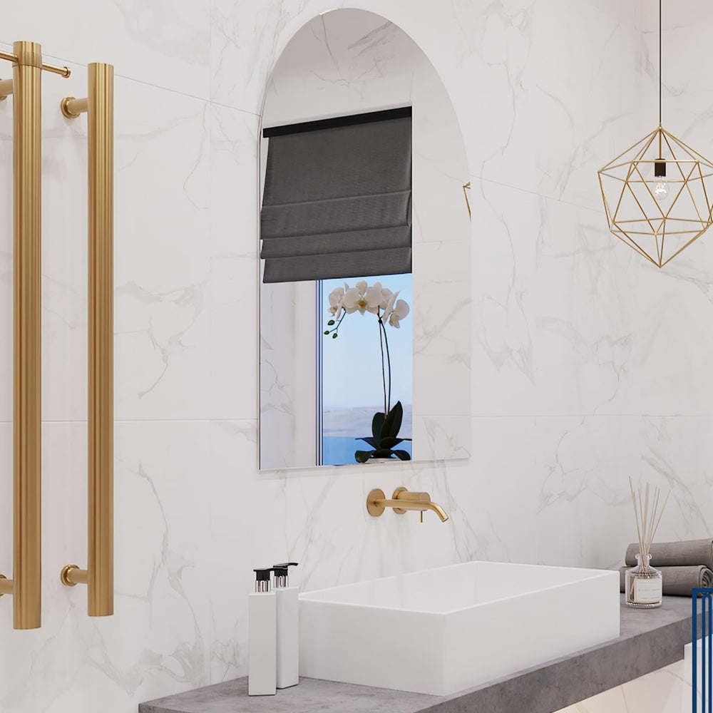 THERMOGROUP ABLAZE ARCH SHAPE MIRROR WITH HANGERS INCLUDING DEMISTER 500X800MM