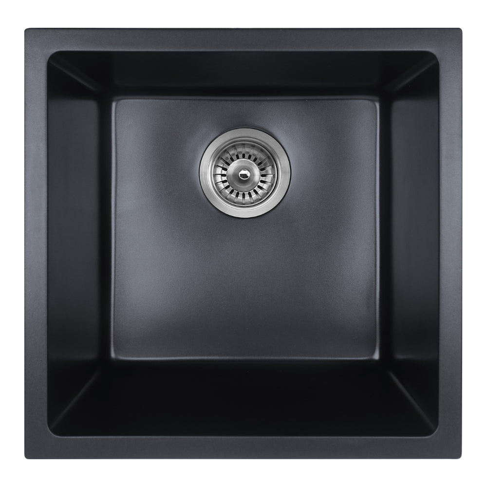 IKON CORA GRANITE SINGLE BOWL ABOVE / UNDERMOUNT KITCHEN SINK MATTE BLACK 432MM