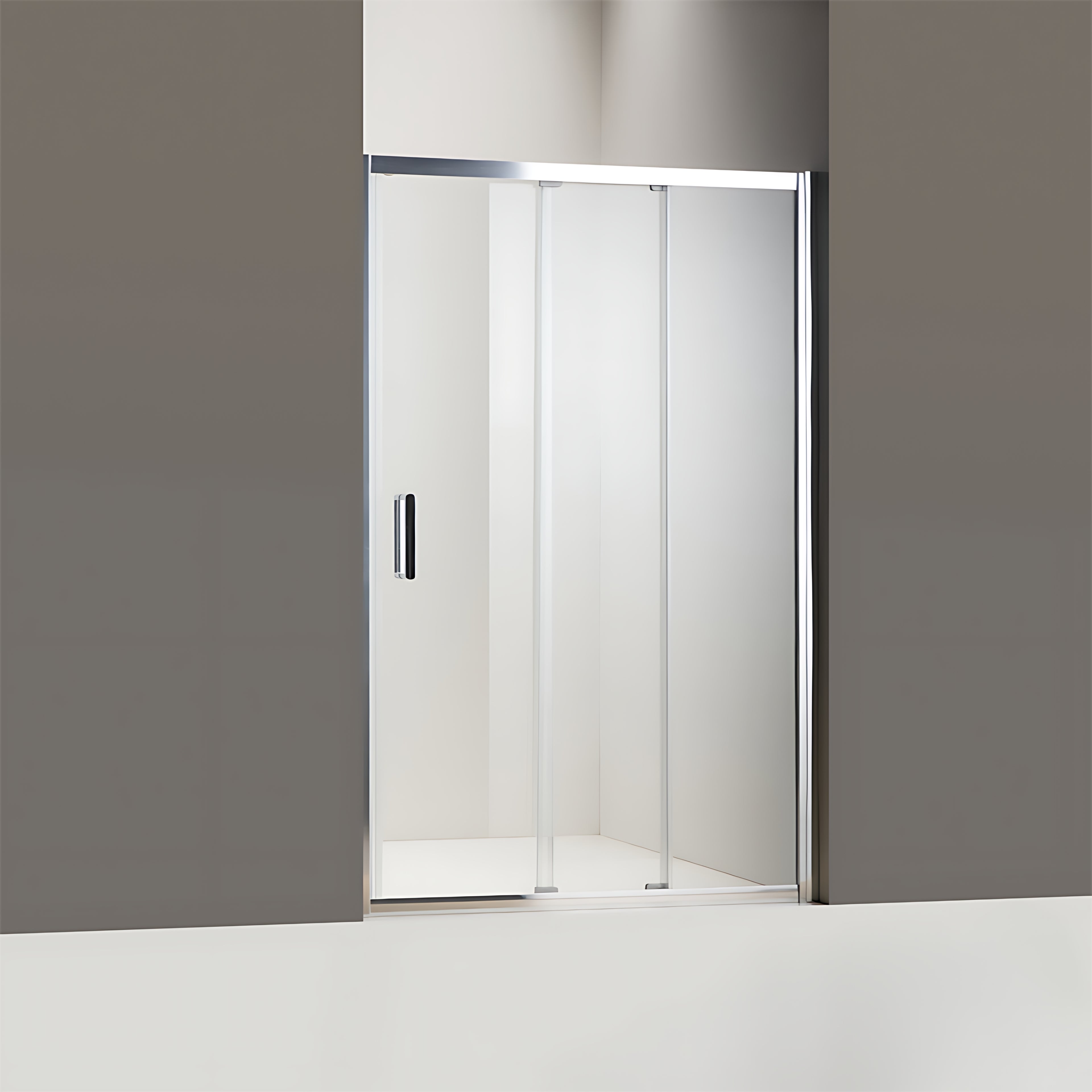 BELLA VISTA LAYLA SEMI FRAMED TRIPLE DOOR 2 SLIDING AND 1 FIXED FRONT ONLY PANEL CHROME