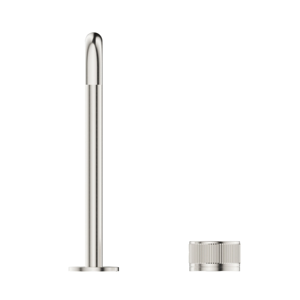 BELLA VISTA MICA LEAD FREE FLUTED SOFT-SQUARE HOB SINK/BASIN MIXER SET 275MM BRUSHED NICKEL