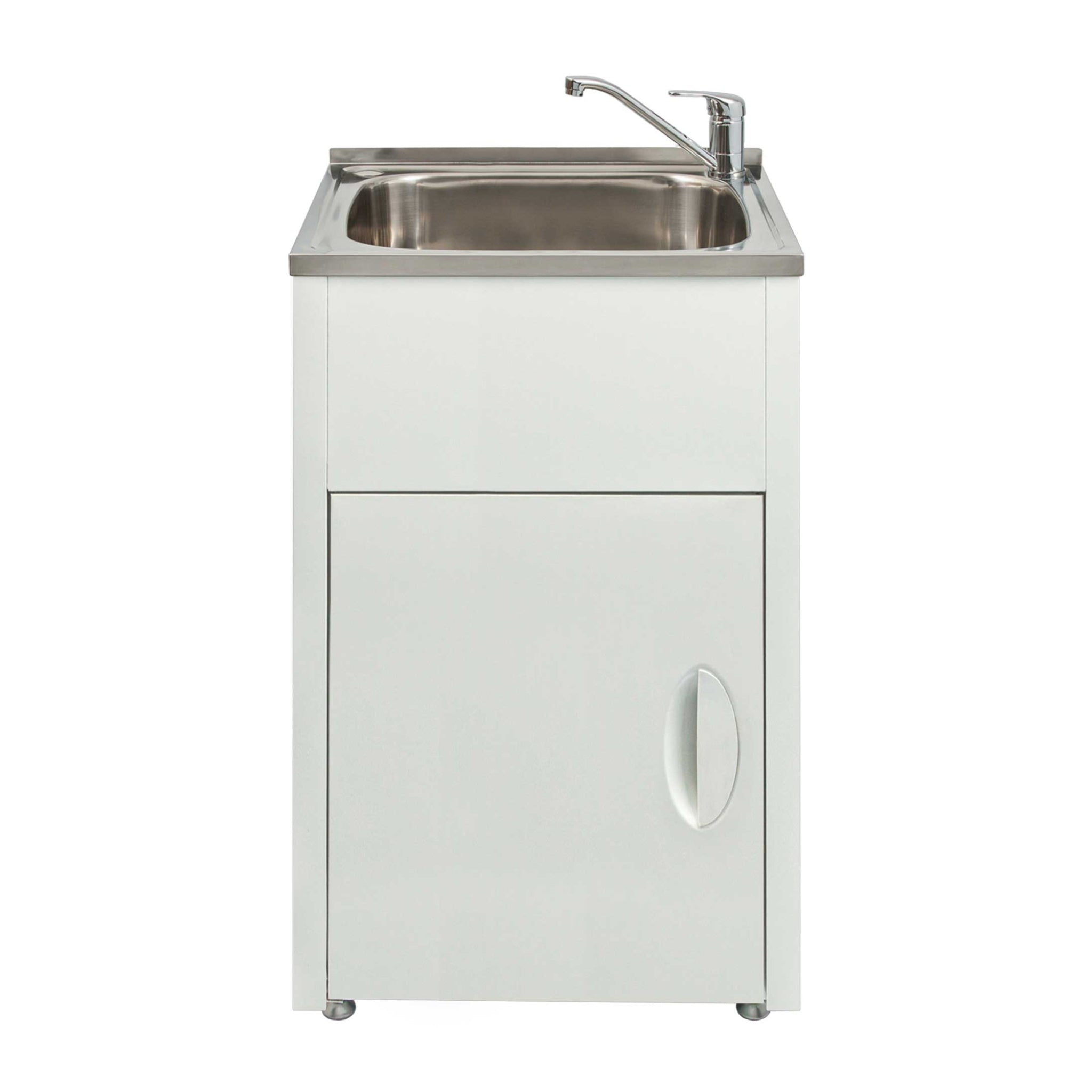 SEIMA TILOS 600 LAUNDRY CABINET WITH STAINLESS STEEL TUB WHITE 600MM