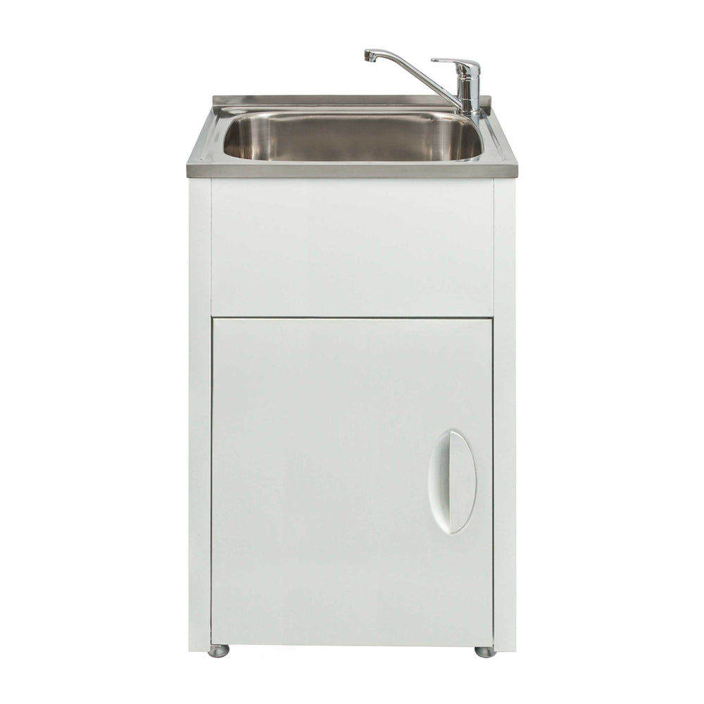 SEIMA TILOS 600 LAUNDRY CABINET WITH STAINLESS STEEL TUB WHITE 600MM