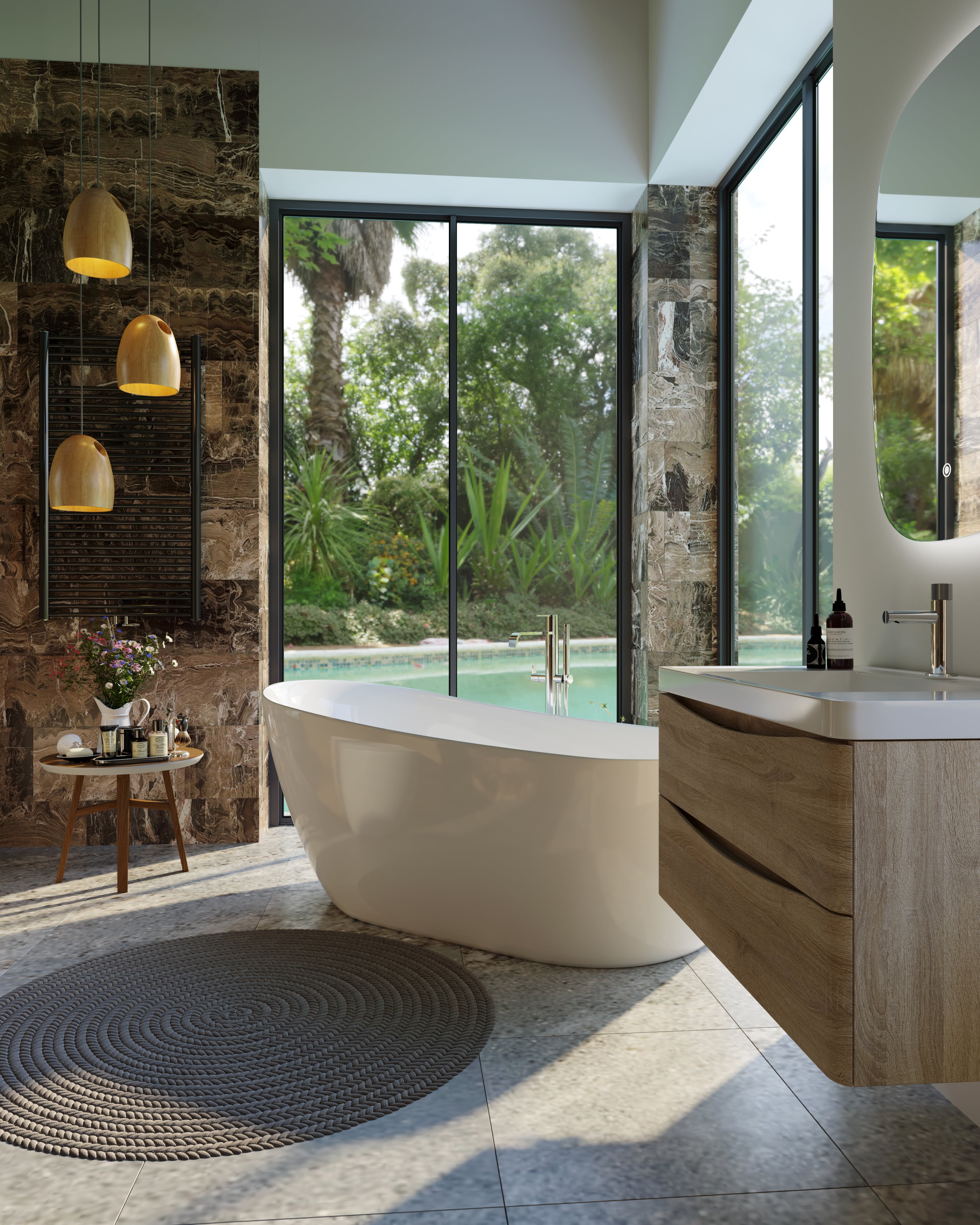 BELBAGNO ROMANO FREE STANDING BATHTUB SEMI GLOSS WHITE (AVAILABLE IN 1500MM AND 1700MM)