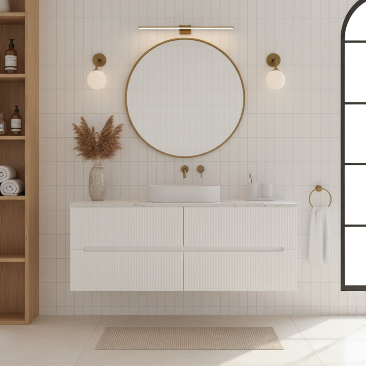 LUKKA CABARITA MODERN MATTE WHITE 1500MM SINGLE BOWL WALL HUNG VANITY