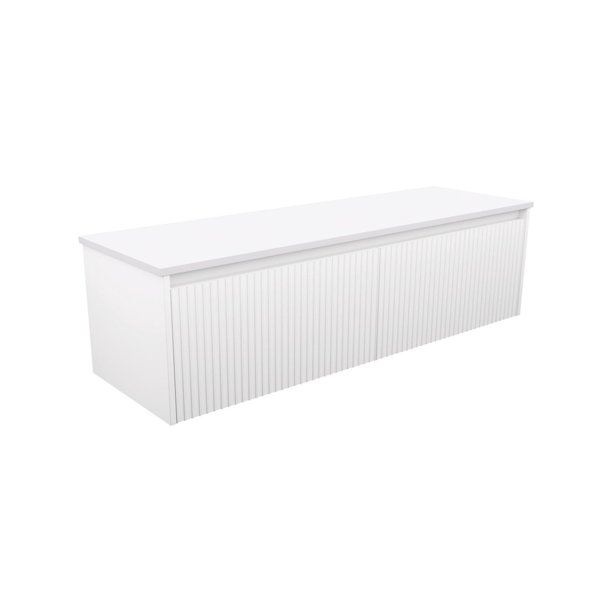 FIENZA ALINA SATIN WHITE FLUTED 1500MM DOUBLE BOWL WALL HUNG VANITY