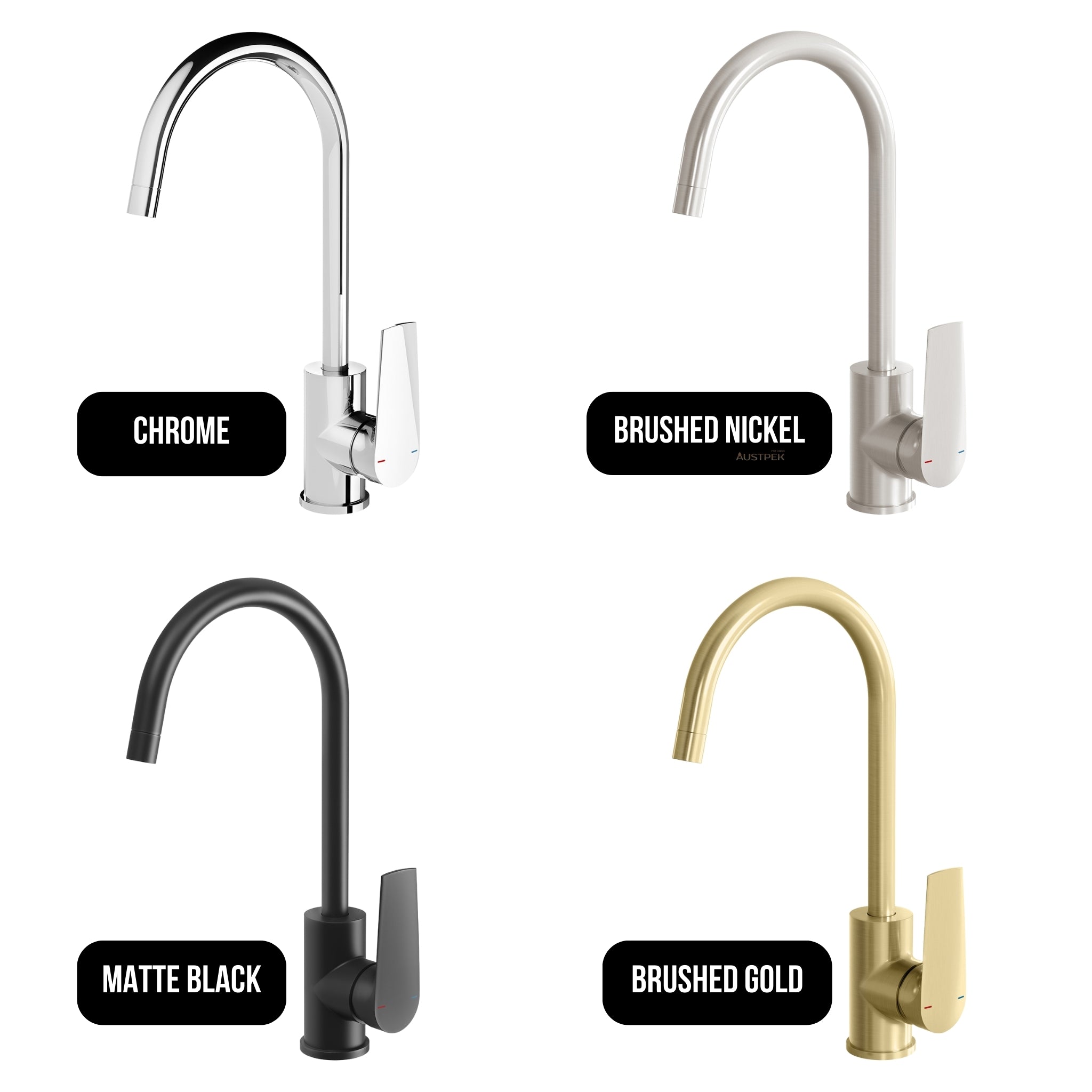 PHOENIX ARLO LEAD FREE GOOSENECK SINK MIXER 374MM BRUSHED NICKEL