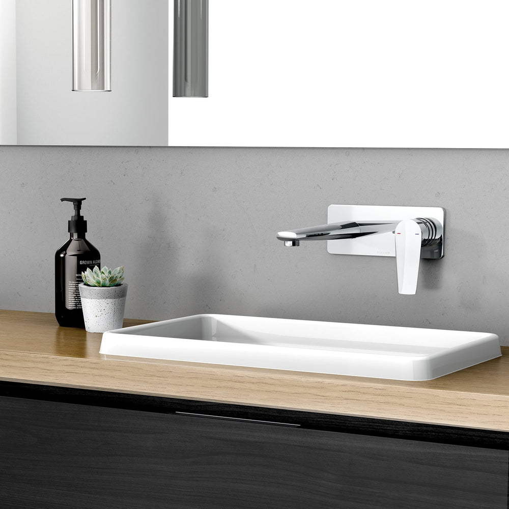 PHOENIX ARLO LEAD FREE WALL BASIN / BATH MIXER SET WITH TRIM KIT AND BODY 200MM CHROME