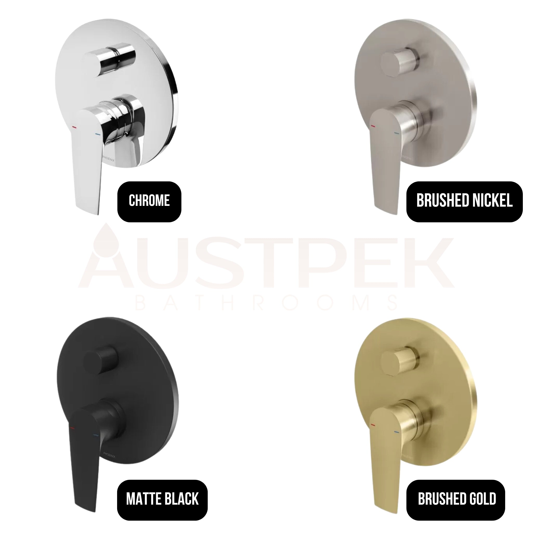 PHOENIX ARLO SHOWER AND BATH DIVERTER MIXER WITH TRIM KIT AND BODY MATTE BLACK