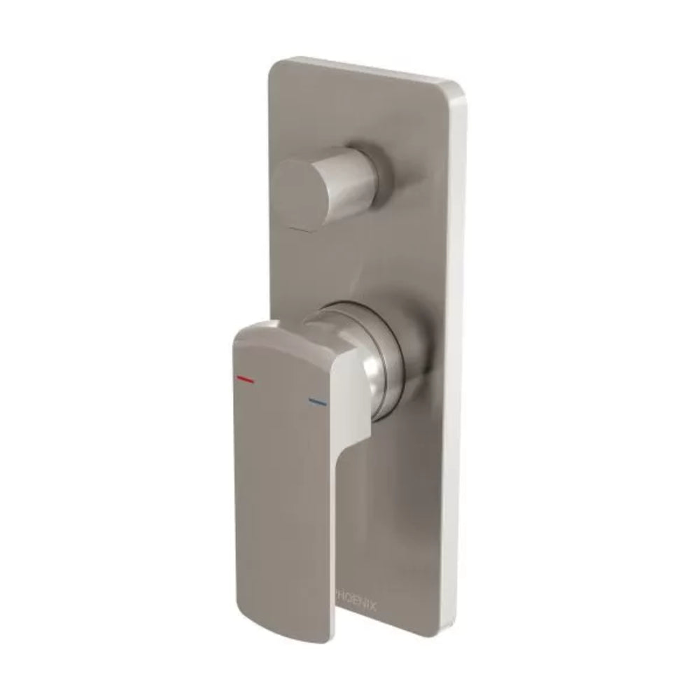PHOENIX TEVA SHOWER AND BATH DIVERTER MIXER WITH TRIM KIT AND BODY BRUSHED NICKEL