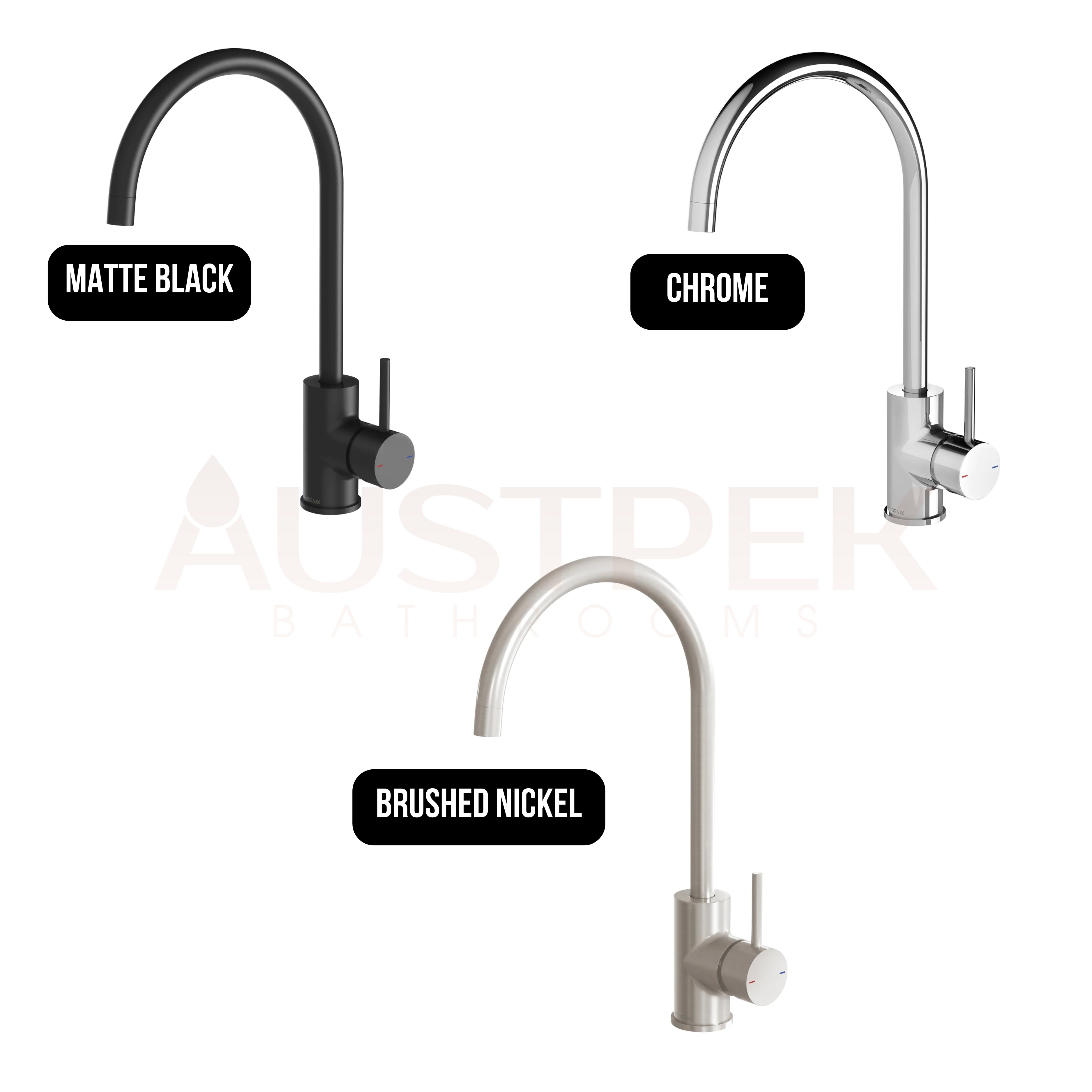 PHOENIX PINA GOOSENECK LEAD FREE SINK MIXER 200MM MATTE BLACK