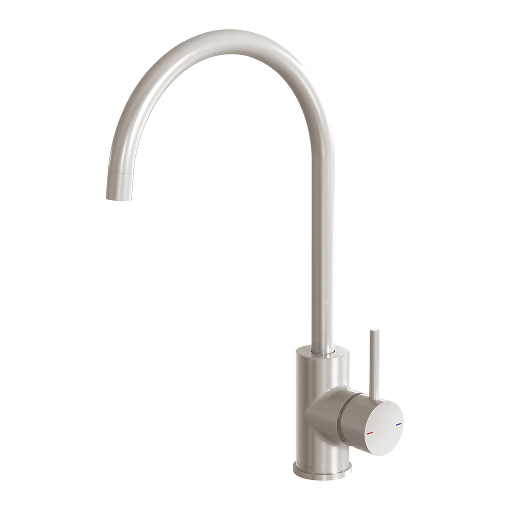 PHOENIX PINA GOOSENECK SINK MIXER 374MM BRUSHED NICKEL