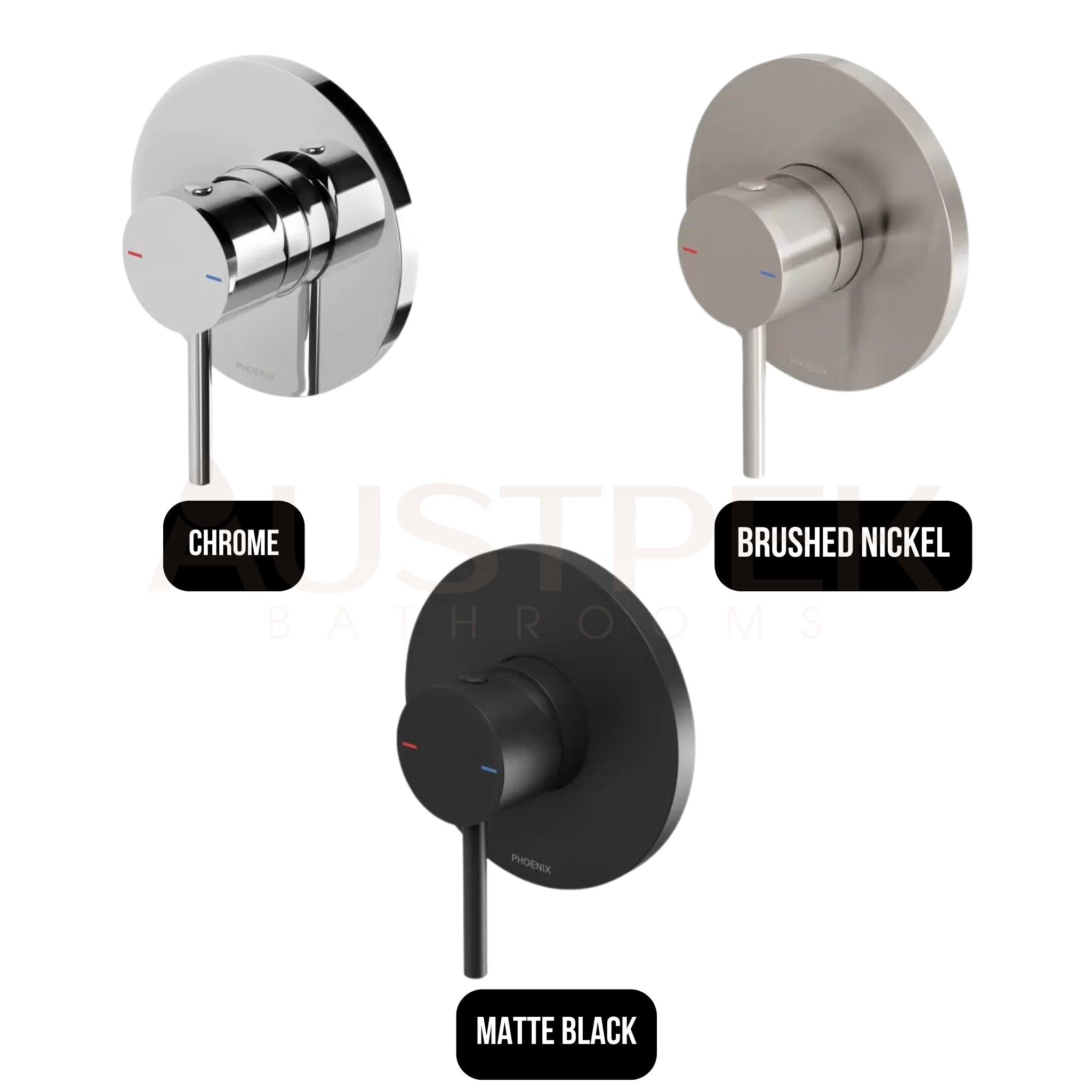 PHOENIX PINA SHOWER AND WALL MIXER WITH TRIM KIT AND BODY 115MM BRUSHED NICKEL