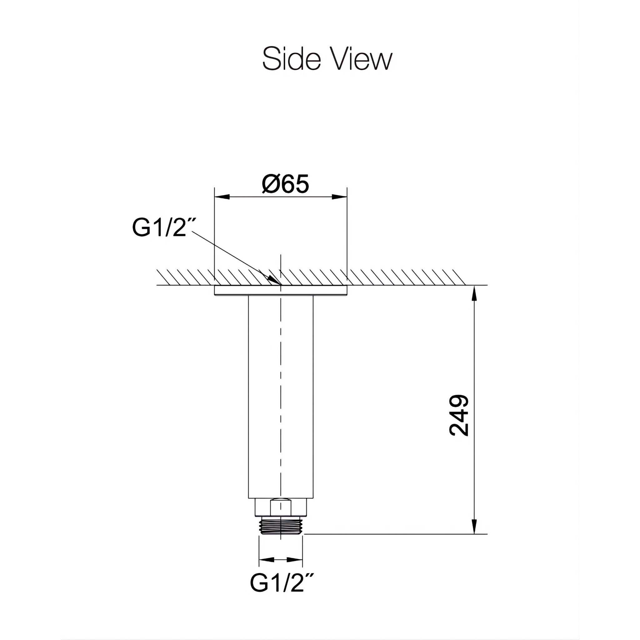KOHLER CEILING SHOWER ARM 249MM CHROME