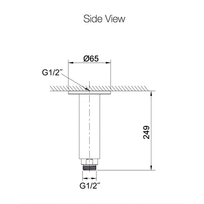 KOHLER CEILING SHOWER ARM 249MM CHROME