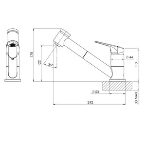 PHOENIX IVY MKII PULL-OUT SINK MIXER 242MM MATTE BLACK