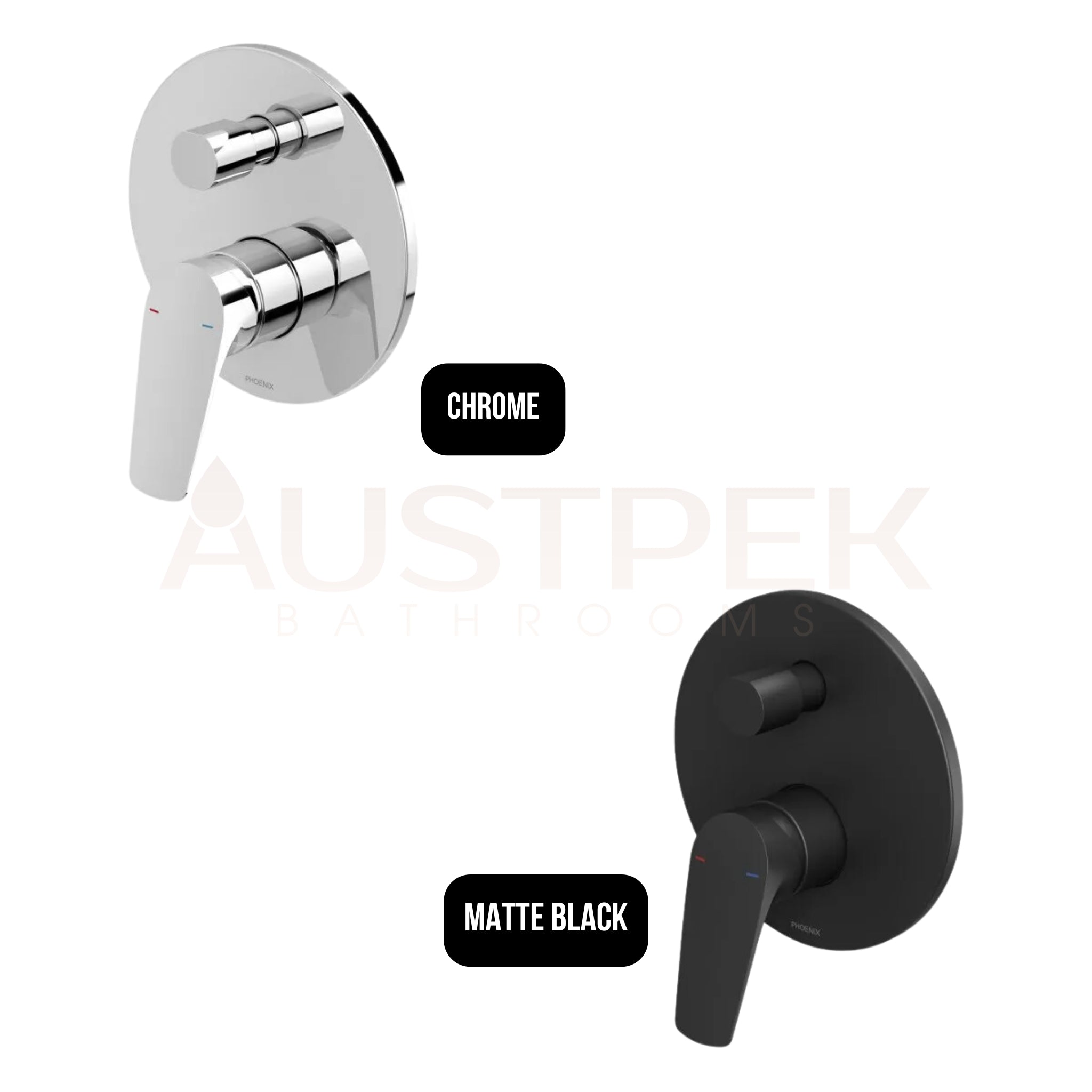 PHOENIX IVY MKII SHOWER AND BATH DIVERTER MIXER WITH TRIM KIT AND BODY MATTE BLACK