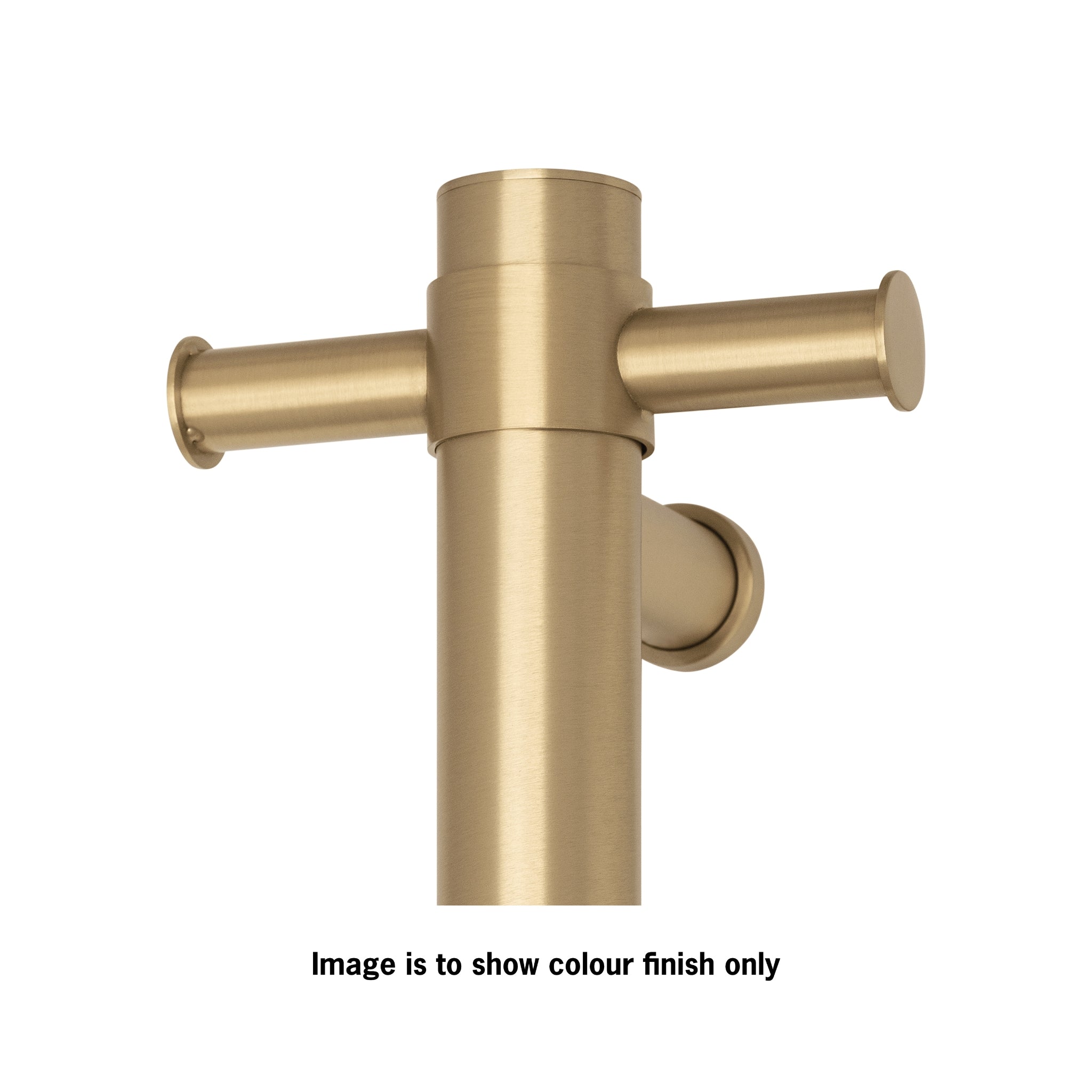 THERMOGROUP SLIMLINE ROUND VERTICAL HEATED SINGLE TOWEL RAIL BRUSHED BRASS 900MM