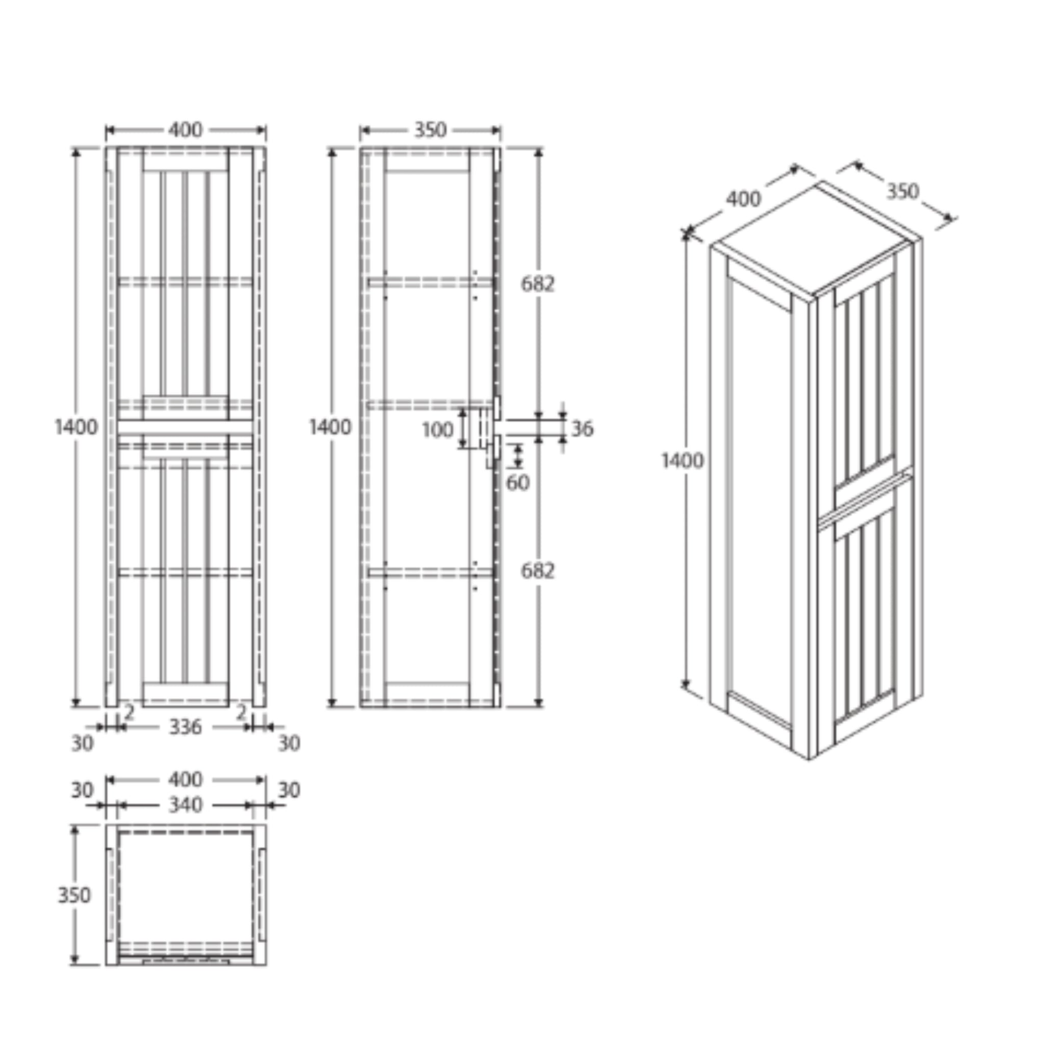 FIENZA HAMPTON TALL BOY SATIN WHITE 400X1400MM