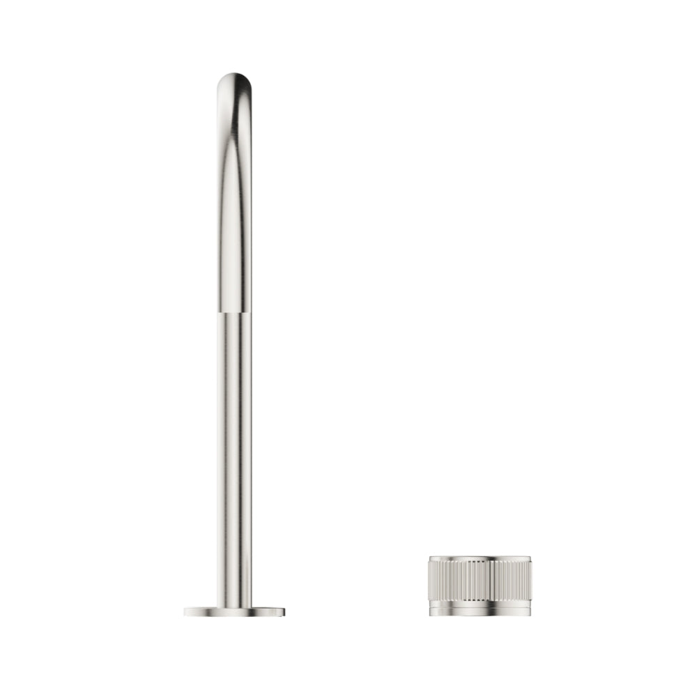 BELLA VISTA MICA FLUTED LEAD FREE GOOSENECK HOB SINK/BASIN MIXER SET 311MM BRUSHED NICKEL