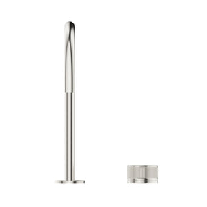 BELLA VISTA MICA FLUTED GOOSENECK HOB SINK/BASIN MIXER SET 311MM BRUSHED NICKEL