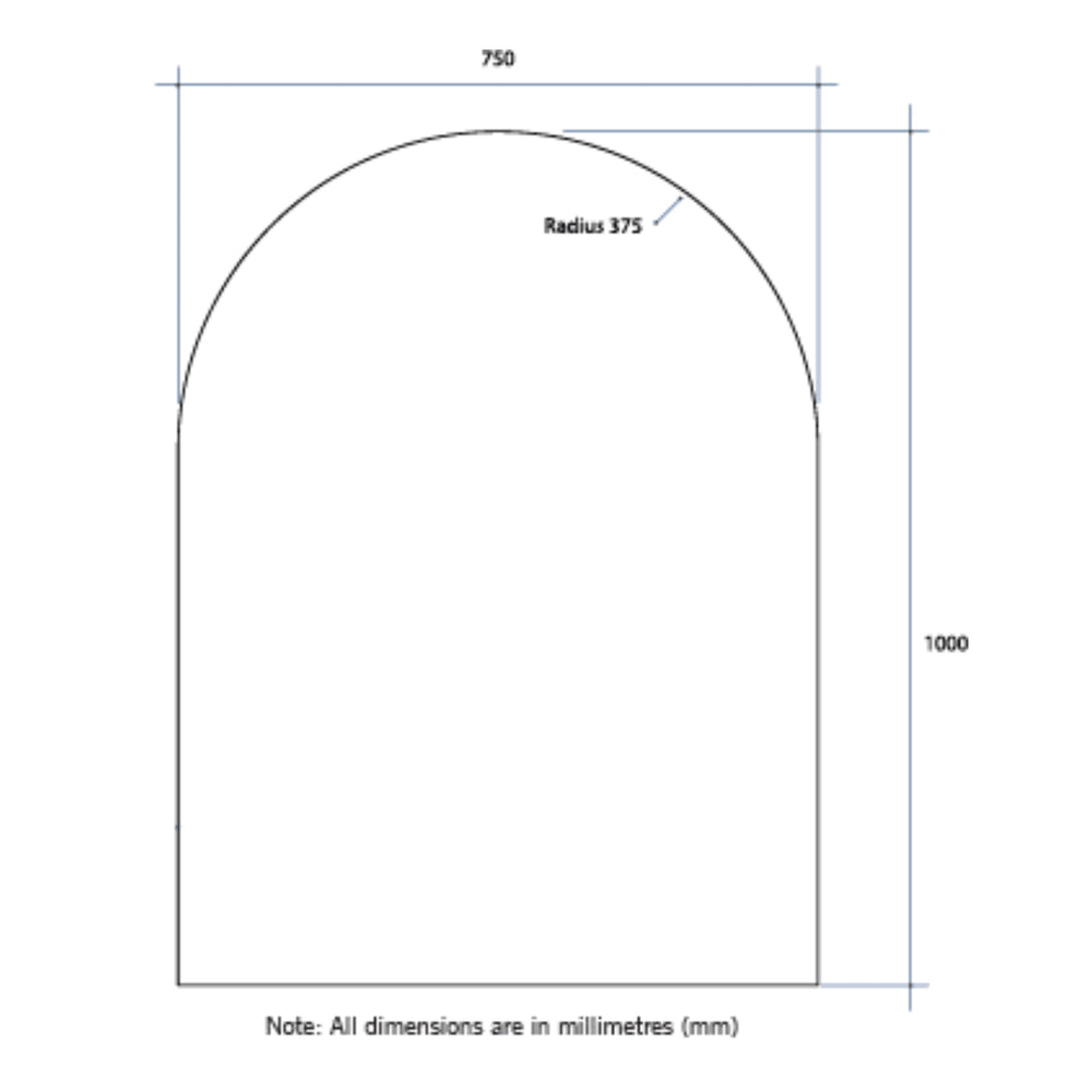 THERMOGROUP ABLAZE ARCH SHAPE MIRROR GLUE-TO-WALL 750X1000MM
