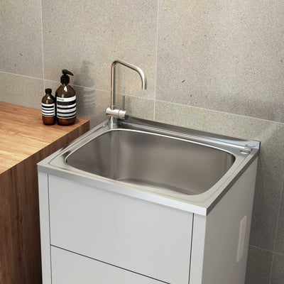 SEIMA TILOS 600 LAUNDRY CABINET WITH STAINLESS STEEL TUB WHITE 600MM