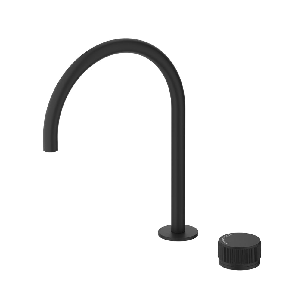 BELLA VISTA MICA FLUTED LEAD FREE GOOSENECK HOB SINK/BASIN MIXER SET 311MM BLACK