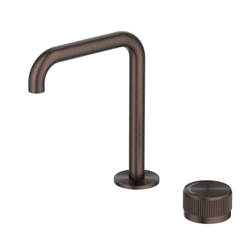 BELLA VISTA MICA LEAD FREE FLUTED SOFT-SQUARE HOB BASIN MIXER SET 205MM DUSK BRONZE