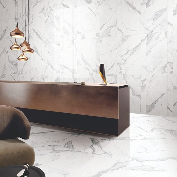 MUSES CALACATTA SATIN 750X1500MM RECTANGULAR TILE (PER BOX)