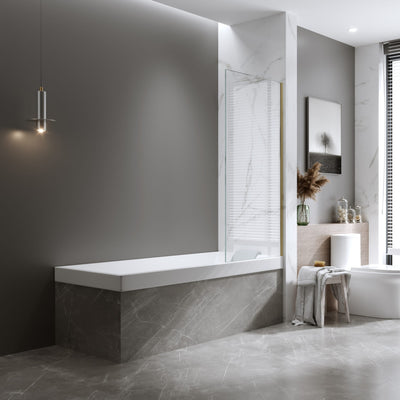BELLA VISTA FRAMELESS FIXED OVER BATH SHOWER SCREEN FRENCH GOLD