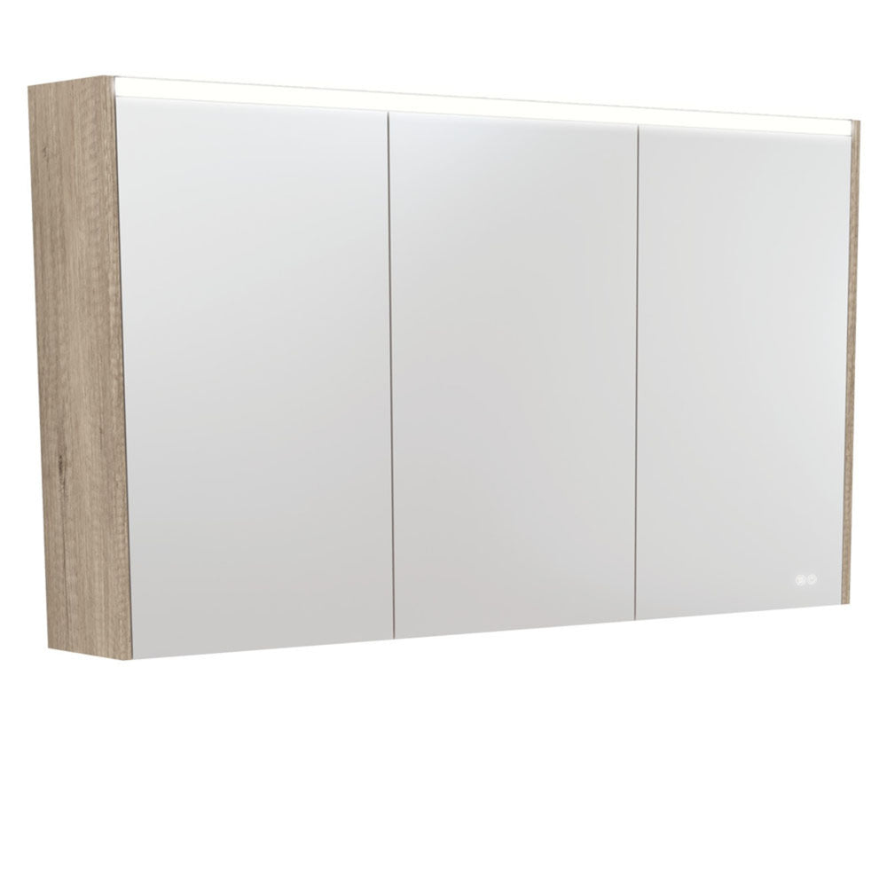 FIENZA SCANDI OAK LED MIRROR SHAVING CABINET WITH SIDE PANELS 1200X670MM