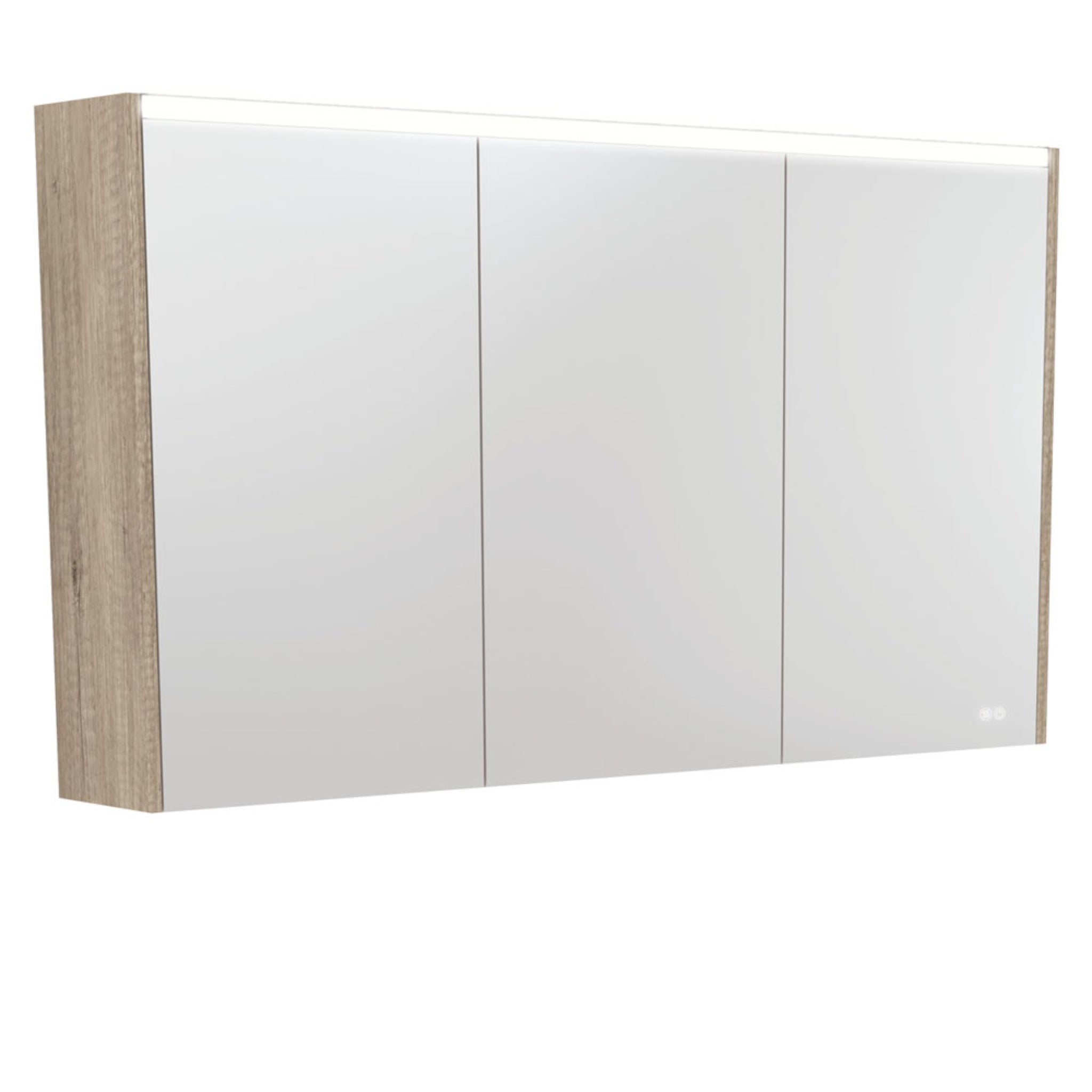 FIENZA SCANDI OAK LED MIRROR SHAVING CABINET WITH SIDE PANELS 1200X670MM