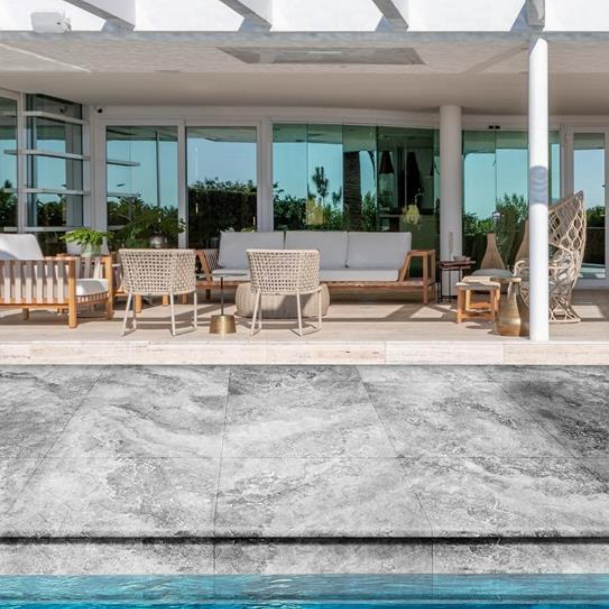 MUSES IMPERIAL STONE LIGHT GREY FELLTEC 600X600MM SQUARE PAVER (PER BOX)