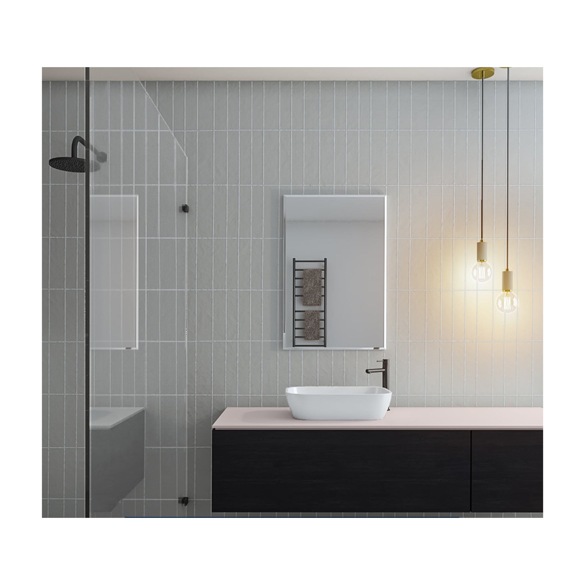THERMOGROUP ABLAZE RECTANGLE 25MM BEVEL EDGE MIRROR WITH DEMISTER 600X900MM