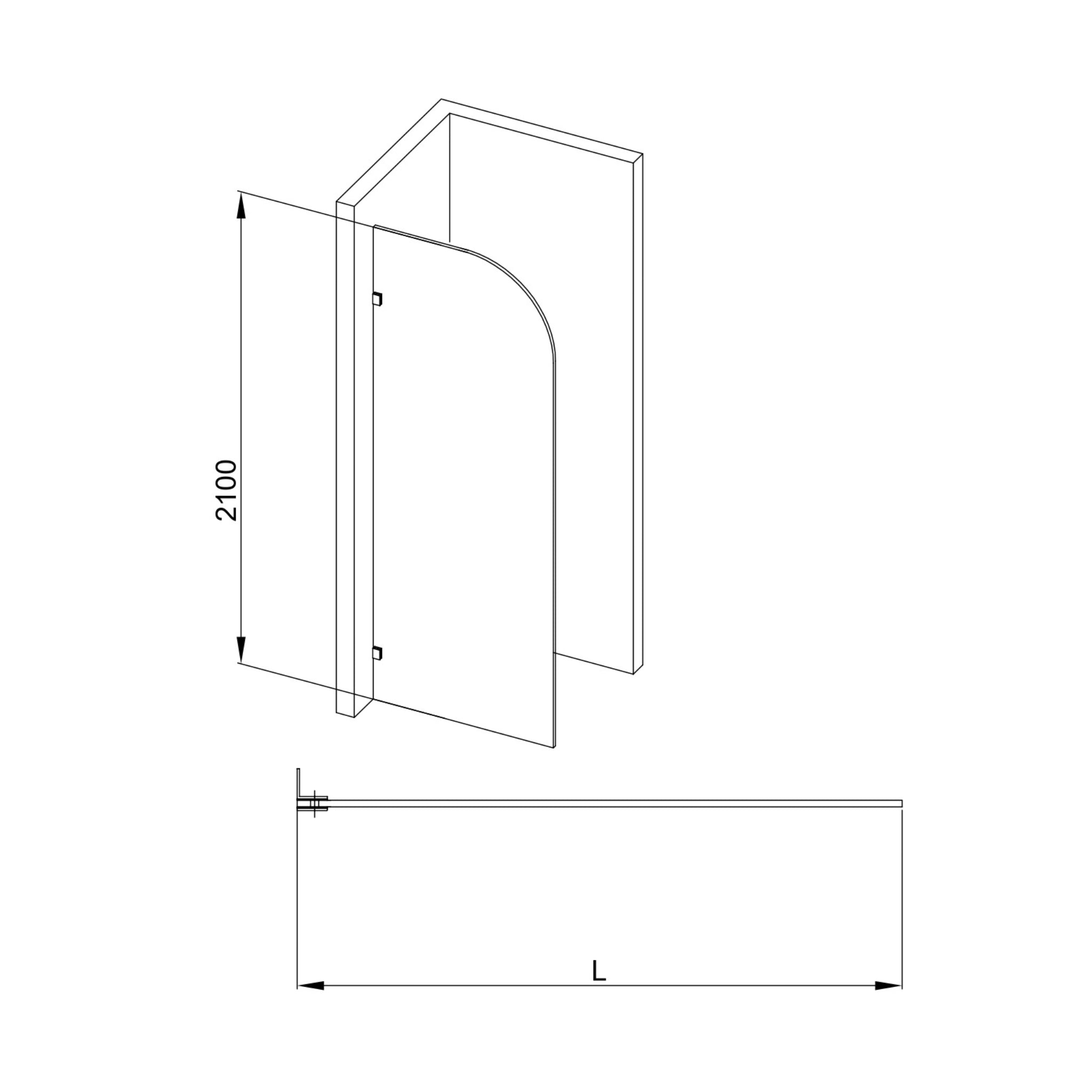 COVEY FRAMELESS WALK IN SINGLE PANEL CURVED CORNER FLUTED / NARROWLINE SHOWER SCREEN MATTE BLACK