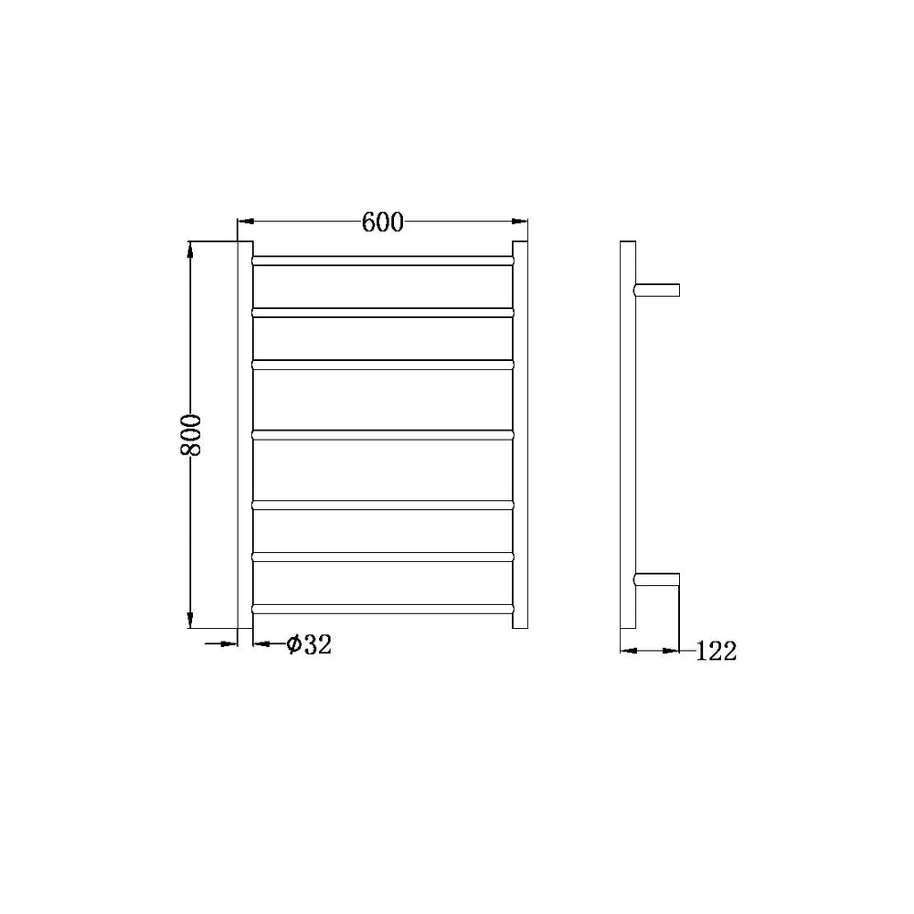 NERO MECCA NON-HEATED TOWEL LADDER BRUSHED GOLD 600MM