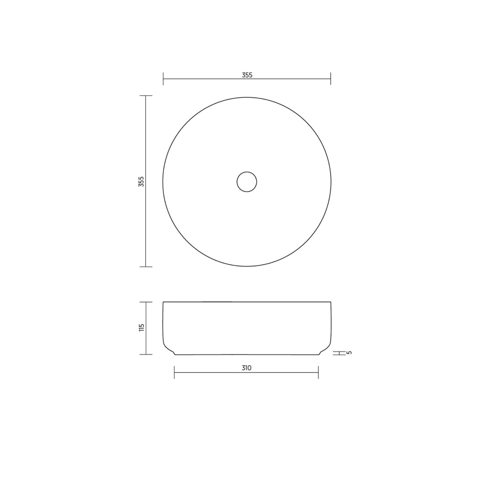 SEIMA ARKO 355 ABOVE COUNTER BASIN WHITE TEXTURE 355MM