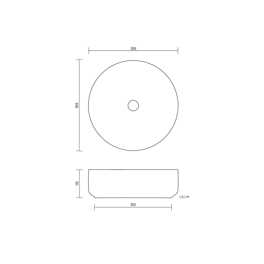 SEIMA ARKO 355 ABOVE COUNTER BASIN BLACK TEXTURE 355MM