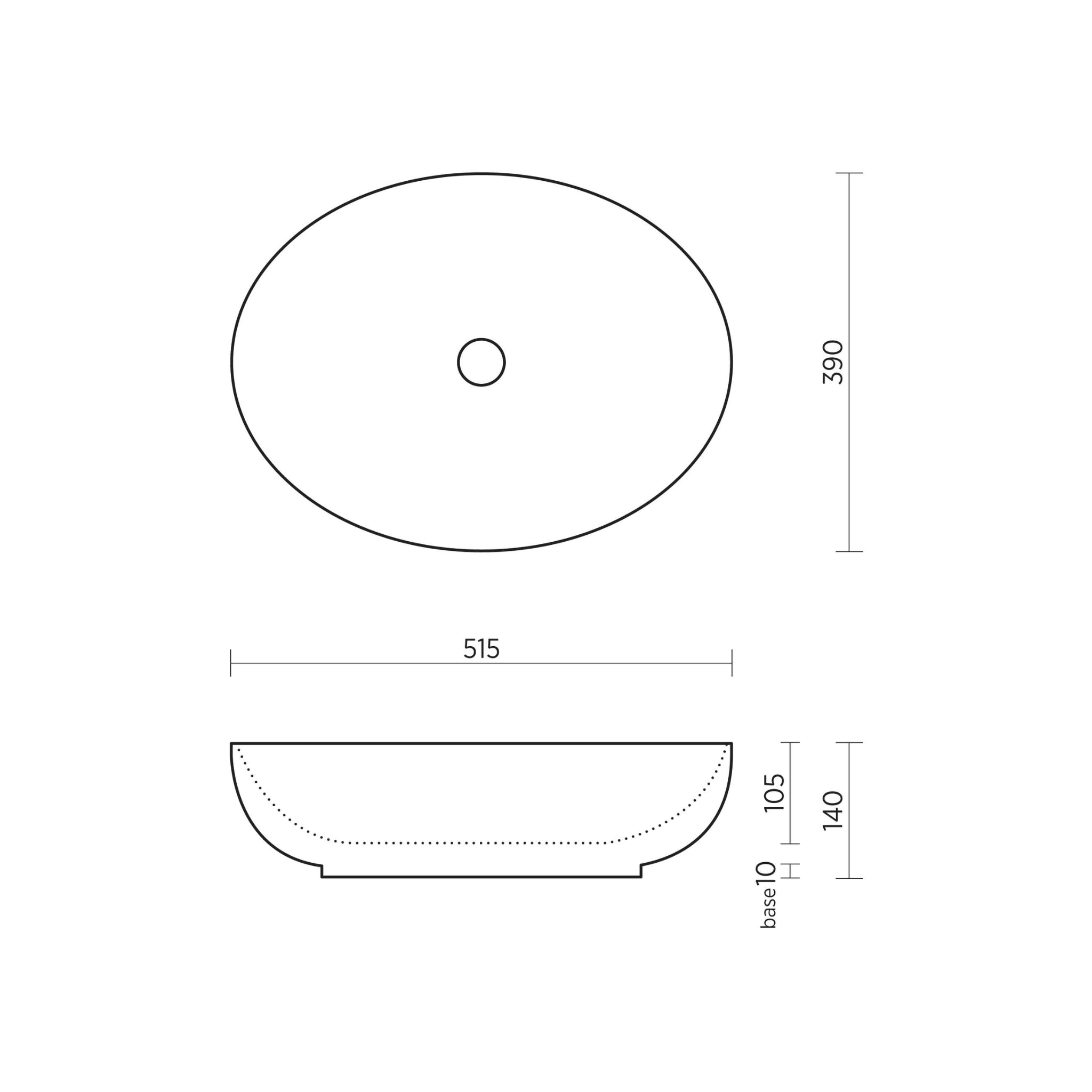 SEIMA ARKO 515 ABOVE COUNTER BASIN GLOSS WHITE 515MM