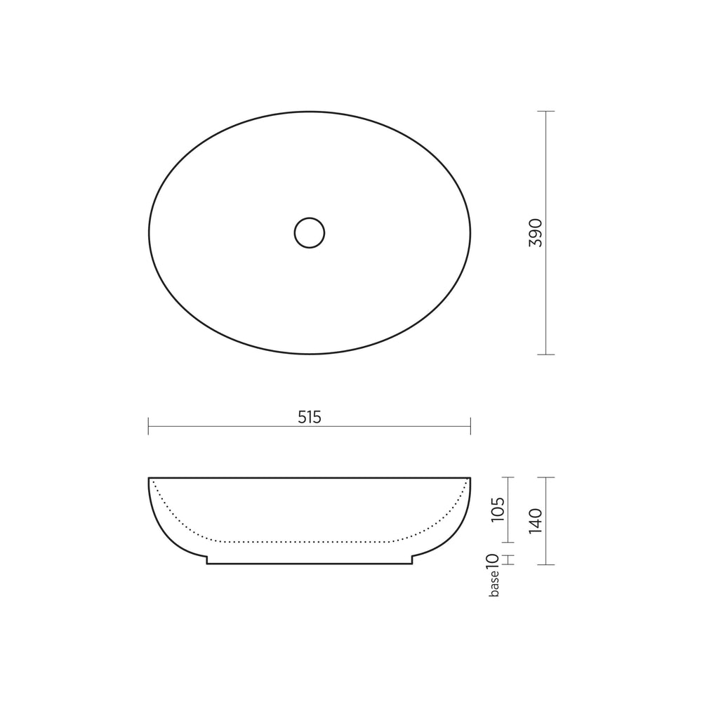 SEIMA ARKO 515 ABOVE COUNTER BASIN GLOSS WHITE 515MM