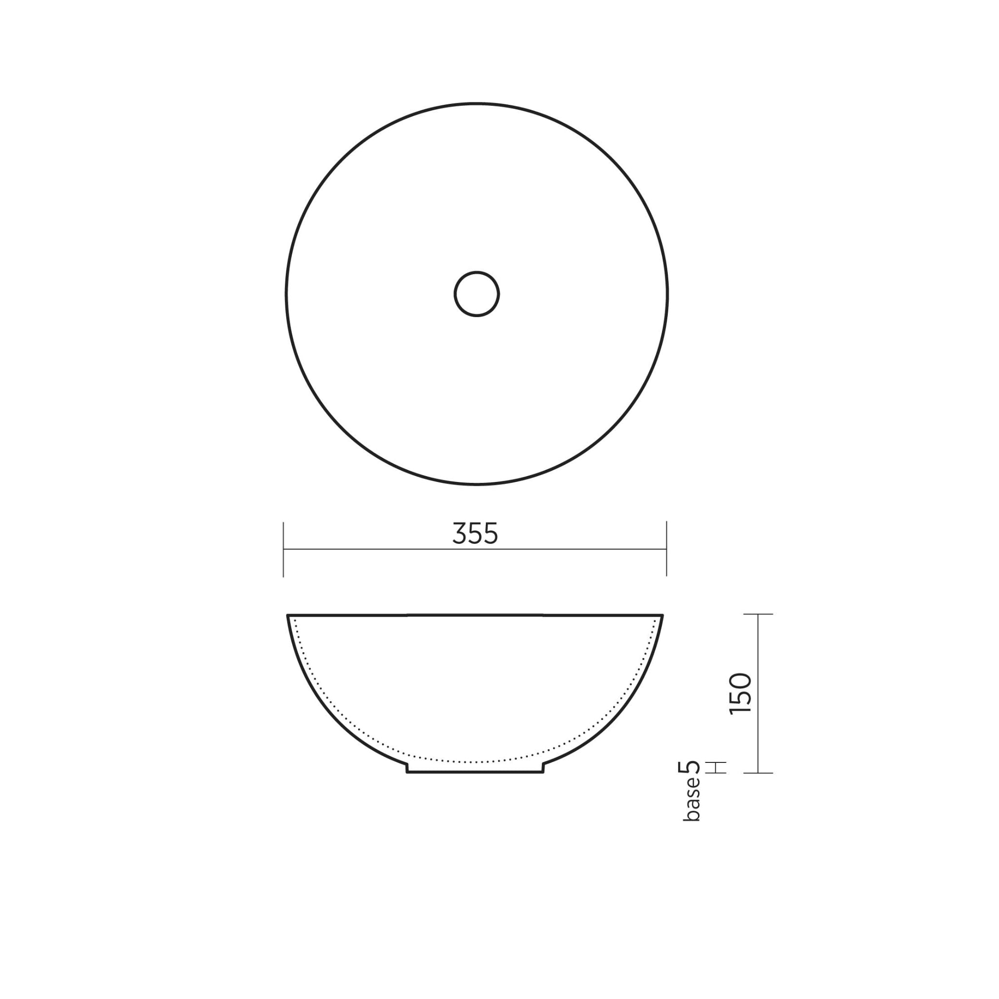 SEIMA ARKO 360 ABOVE COUNTER BASIN SILK MATTE WHITE 355MM