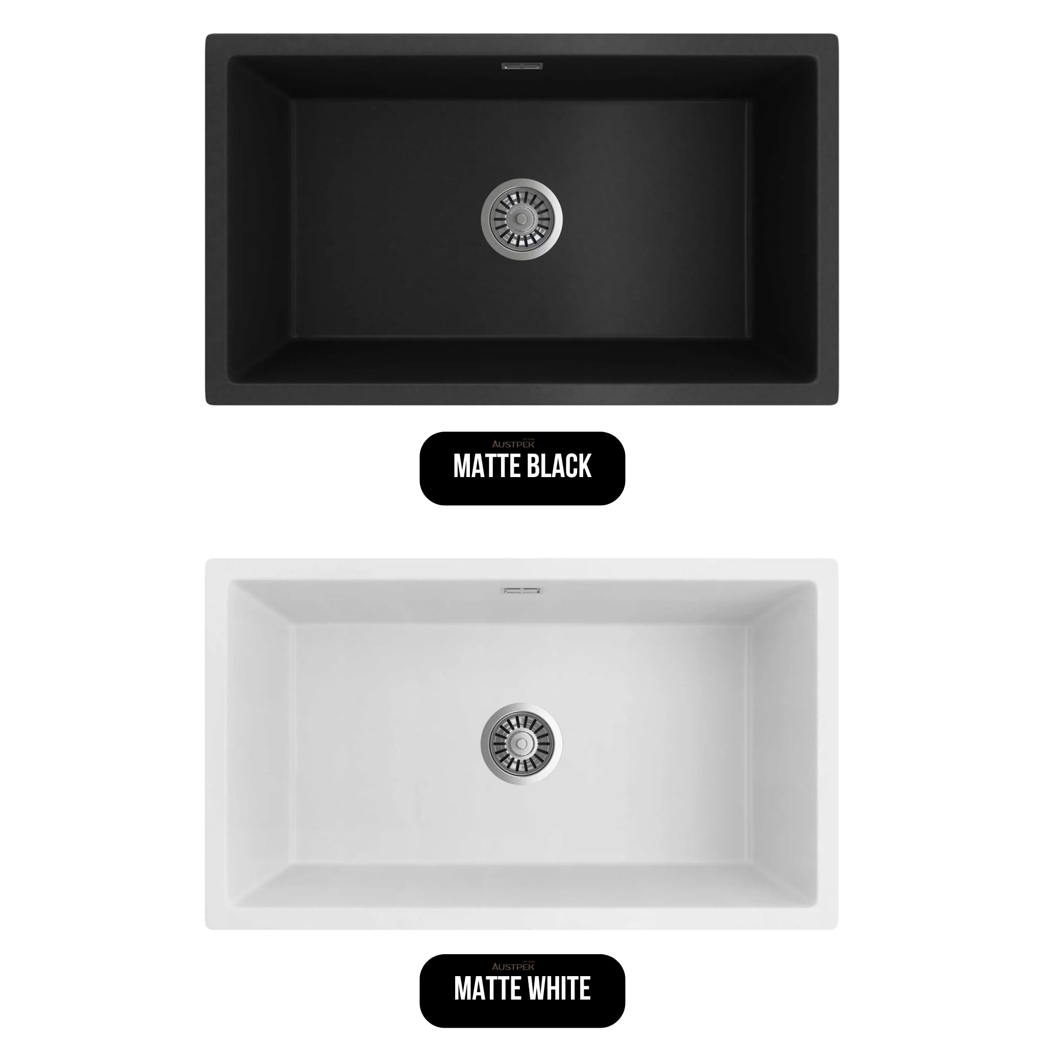 SEIMA OROS 750 SINGLE BOWL KITCHEN AND LAUNDRY SINK SILK MATTE BLACK 750MM