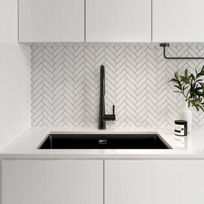 SEIMA OROS 750 SINGLE BOWL KITCHEN AND LAUNDRY SINK SILK MATTE BLACK 750MM