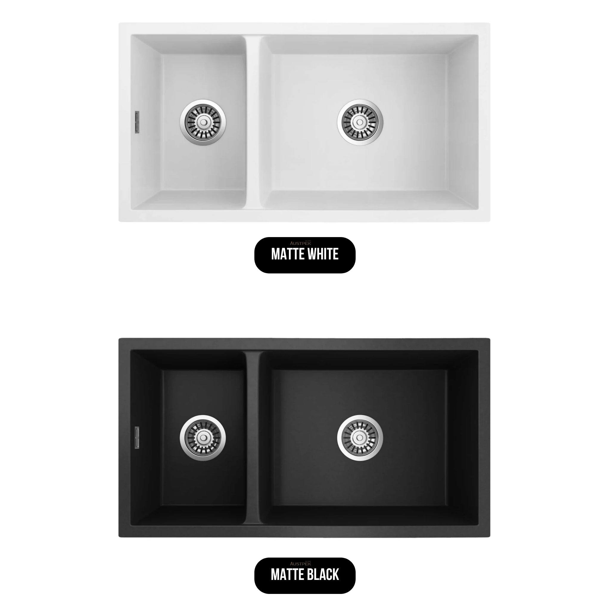 SEIMA OROS 822 1 & 1/2 DOUBLE BOWL KITCHEN SINK SILK MATTE BLACK 820MM