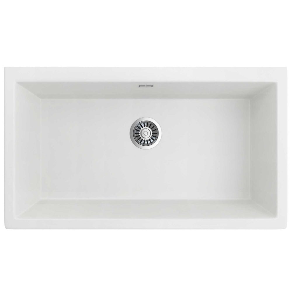 SEIMA OROS 900 SINGLE BOWL APRON FRONT KITCHEN AND LAUNDRY SINK SILK MATTE WHITE 900MM