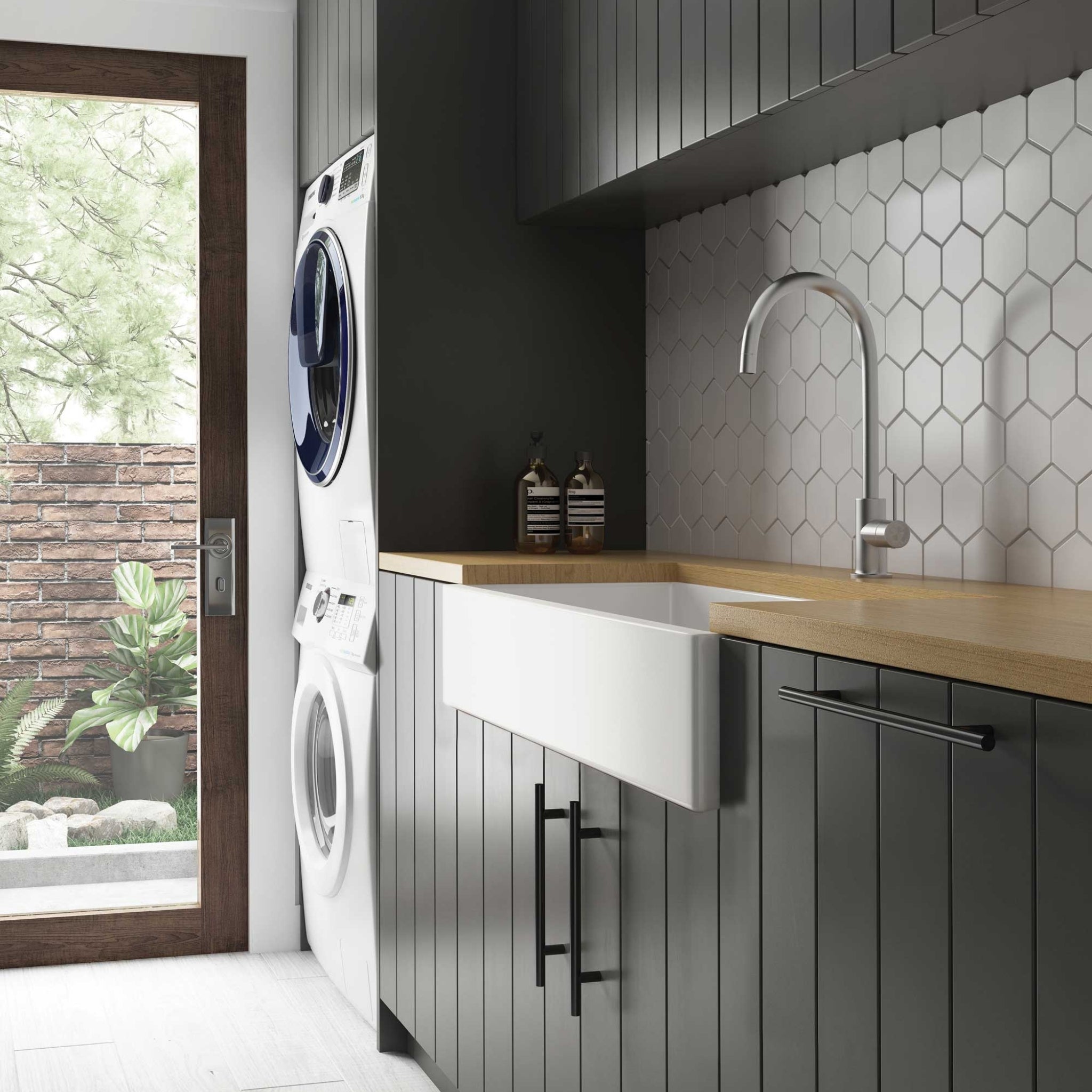 SEIMA OROS 900 SINGLE BOWL APRON FRONT KITCHEN AND LAUNDRY SINK SILK MATTE WHITE 900MM