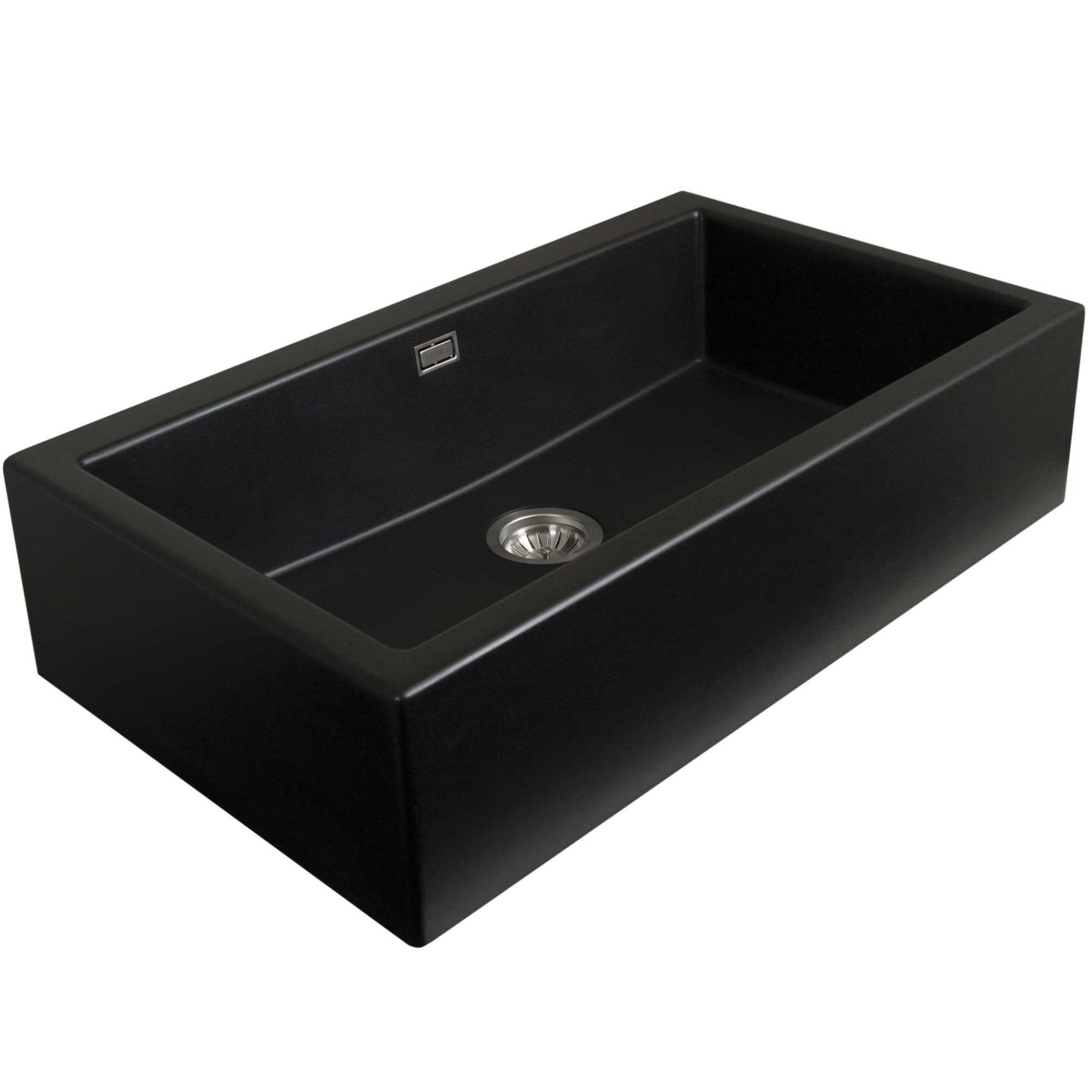 SEIMA OROS 900 SINGLE BOWL APRON FRONT KITCHEN AND LAUNDRY SINK SILK MATTE BLACK 900MM