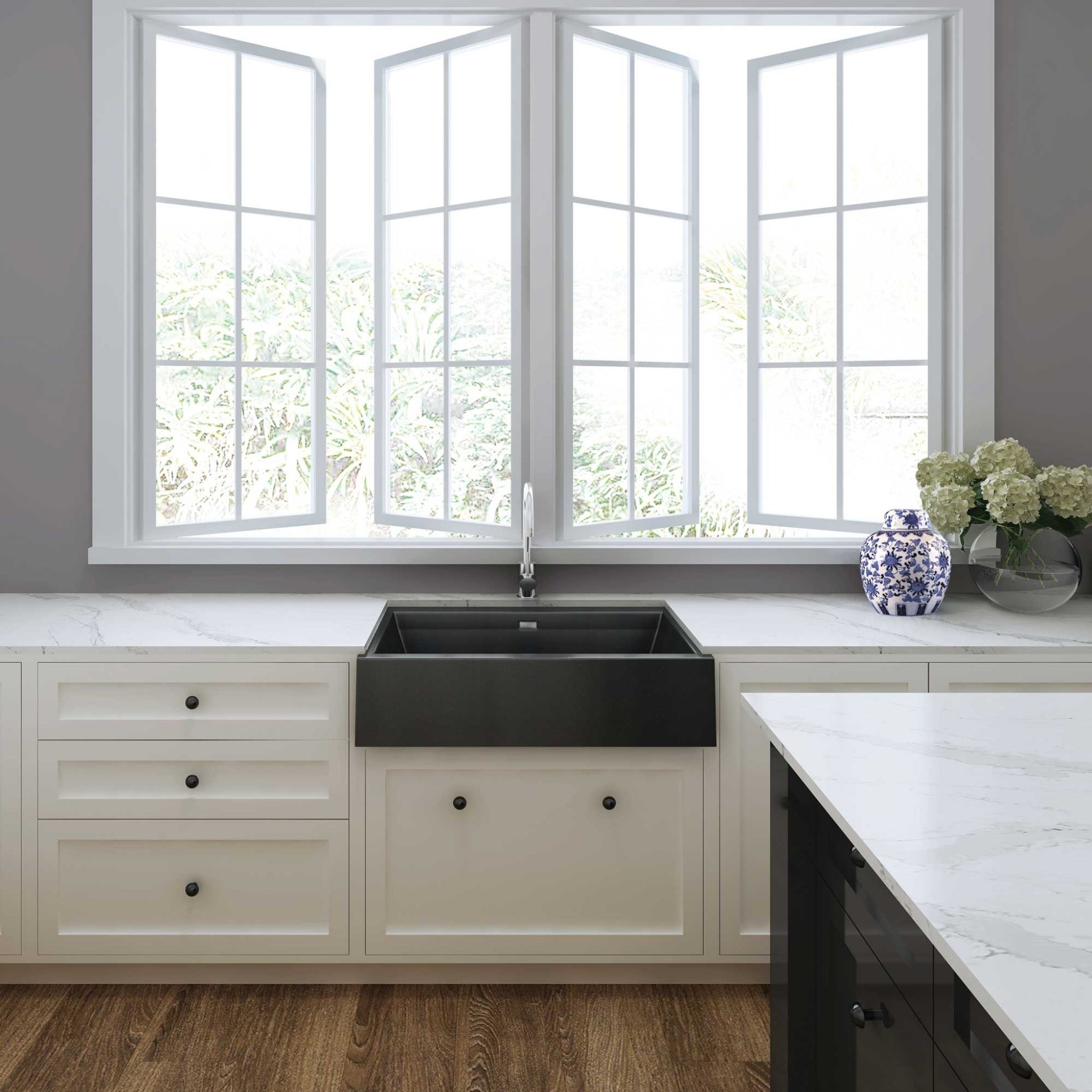 SEIMA OROS 900 SINGLE BOWL APRON FRONT KITCHEN AND LAUNDRY SINK SILK MATTE BLACK 900MM