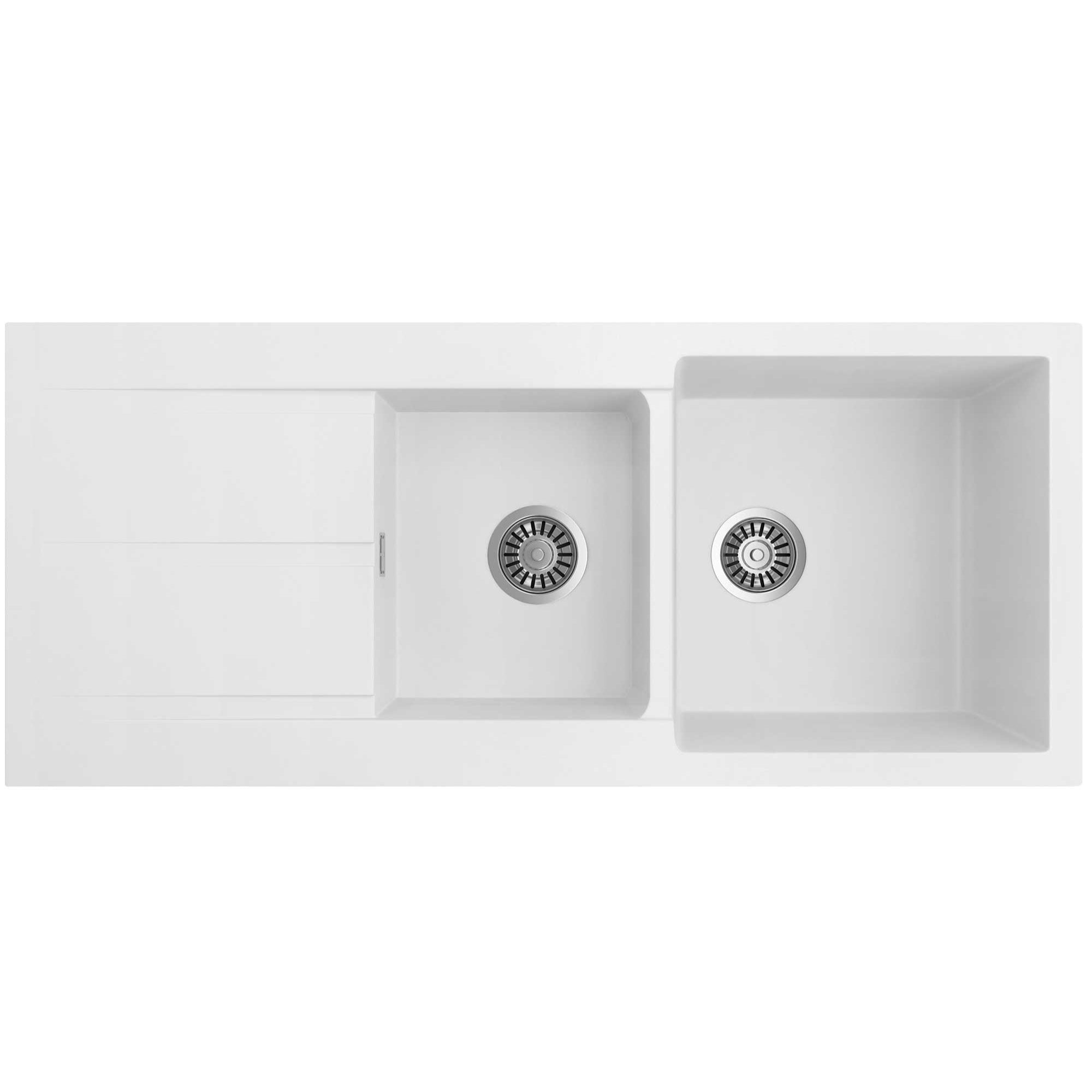SEIMA OROS 1160 1 & 3/4 DOUBLE BOWL KITCHEN SINK WITH DRAINER SILK MATTE WHITE 1160MM